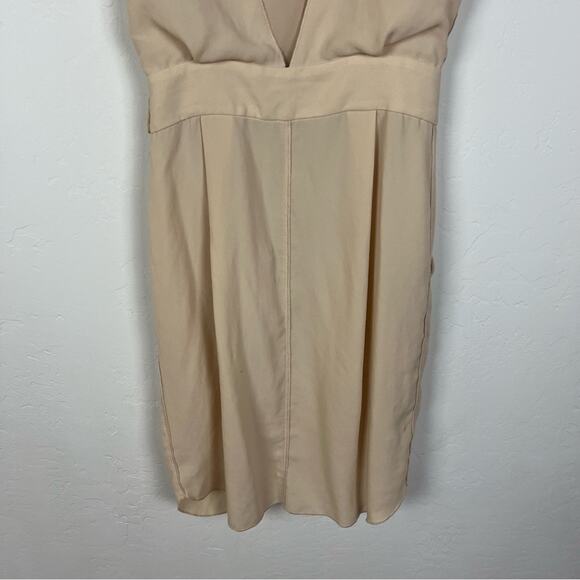 Aritzia Wilfred Tan Sleeveless Faux Wrap Dress - Picture 5 of 9